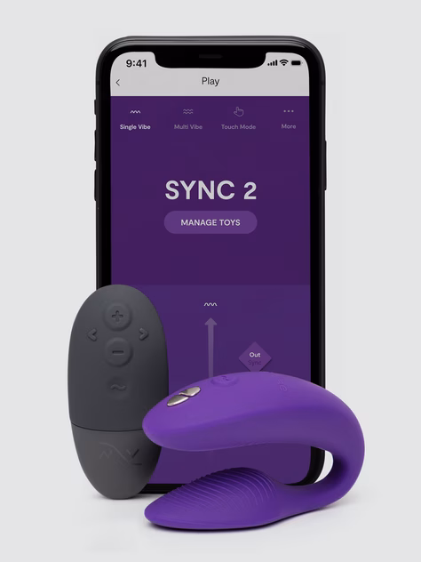 We-Vibe Sync 2 Purple Remote Control and App Rechargeable Couple's Vibrator, Purple, hi-res