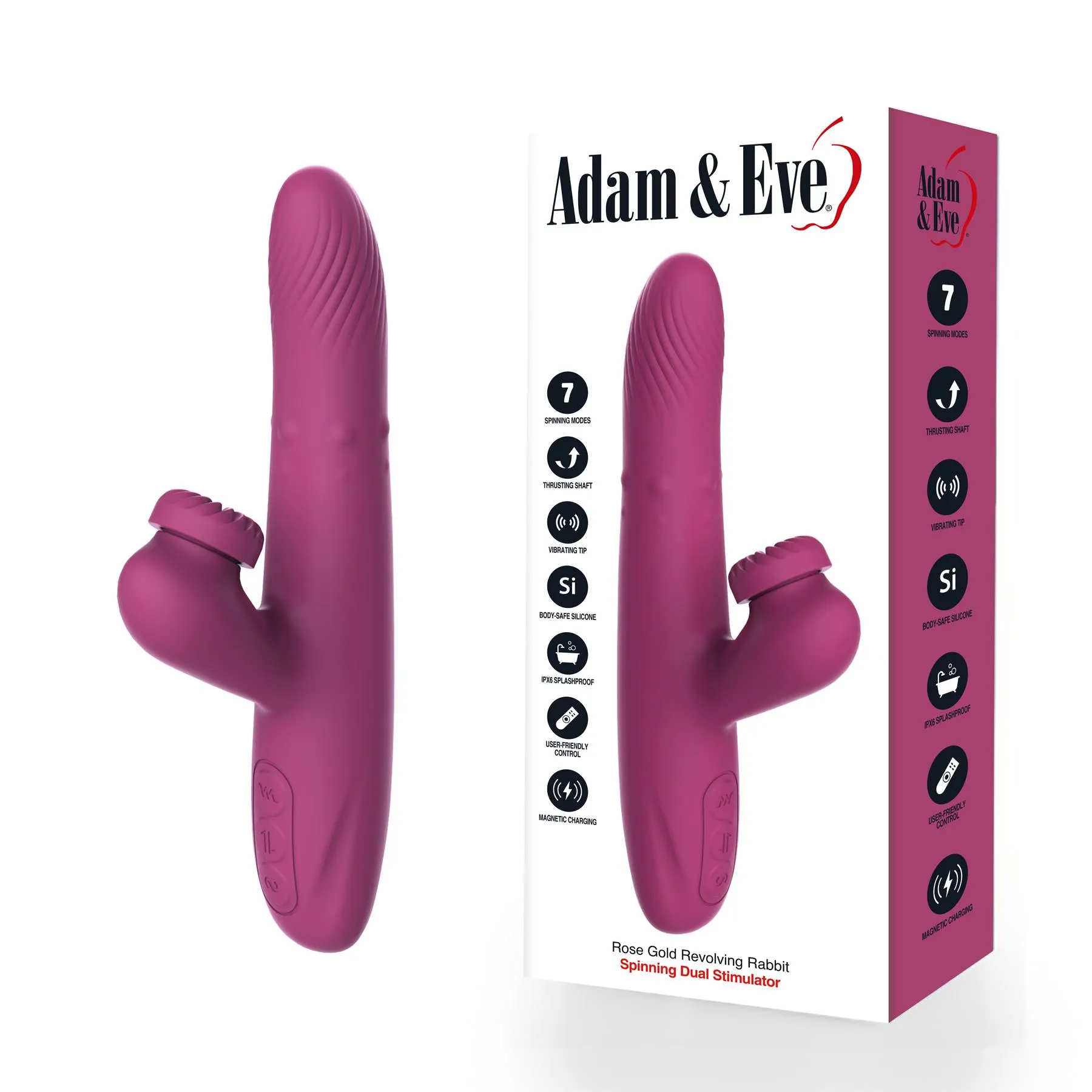 Adam & Eve Rose Gold Revolving Spinning Dual Stimulating Rabbit