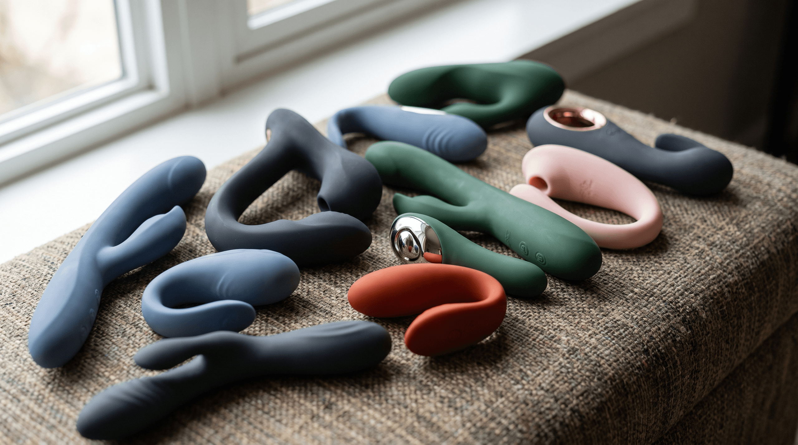 A collection of clit suckers on a vibrant background.