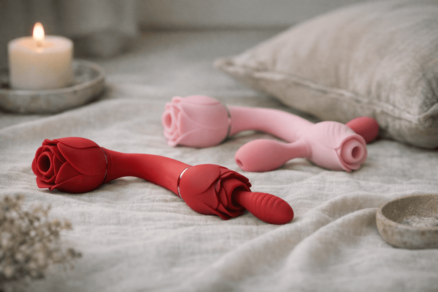 An inviting display of dual-ended rose toys.