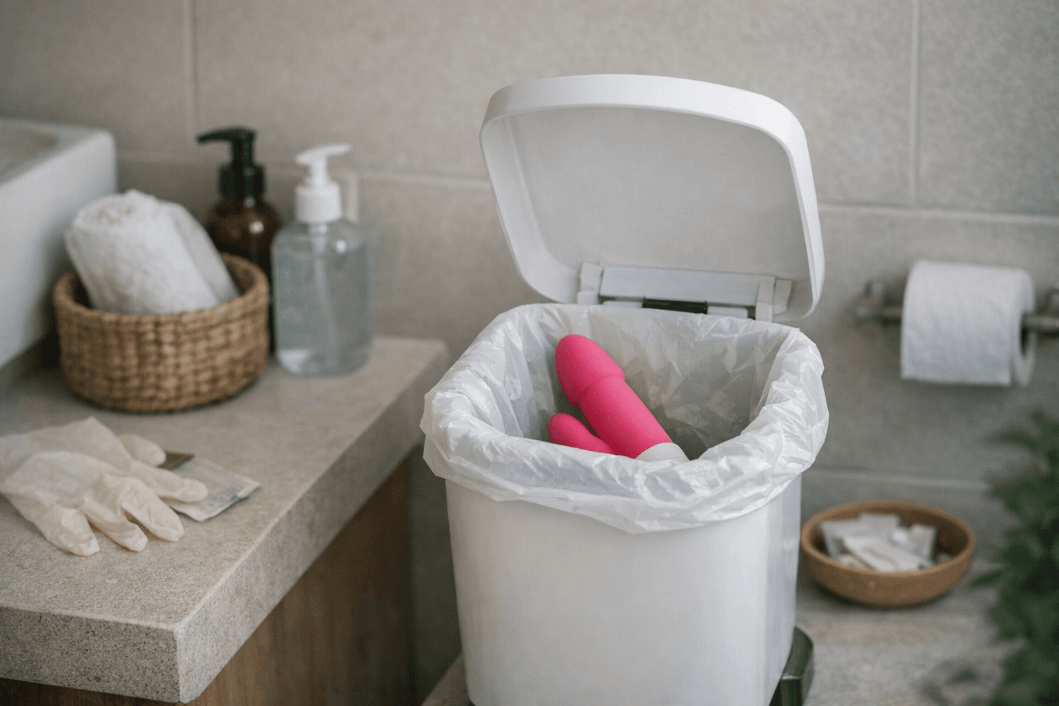 Clean and organized disposal space for vibrators.