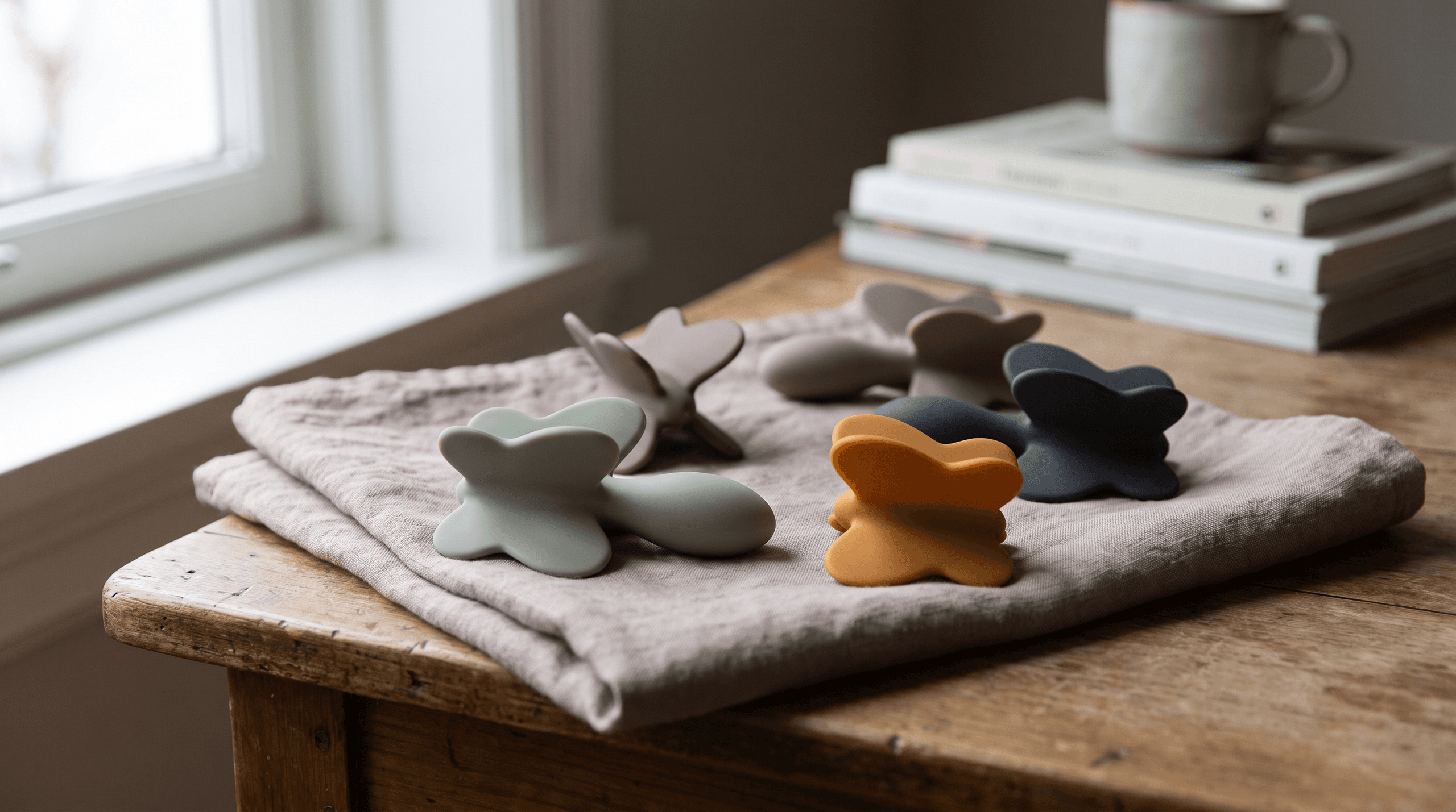 A collection of butterfly vibrators displayed attractively.